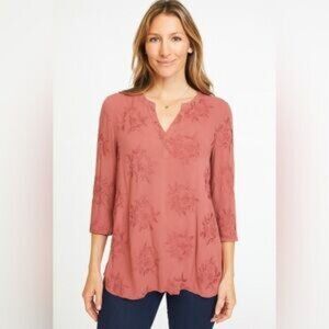 MAEVE Anthropologie Embroidered Tunic Top Blouse Dusty Pink Rose Women Size 2X